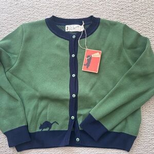 Unique Green/navy Cardigan Embriodered Owl Sweater